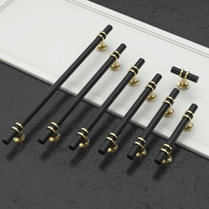 Amerdeco 10 Pack Matte Black and Gold Cabinet Pulls 3 Inch(76MM) Hole Centers Kitchen Cabinet Handles Cabinets Hardware Drawer Pulls ZH0058 - color: Gold+Matte Black, size: 3"/76MM Hole Center