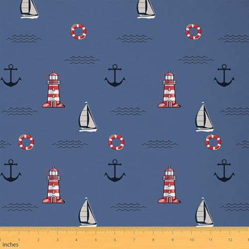Upholstery Nautical Fabric By The Yard Decorative Soft - color: Multi 08, size: 1 Yard