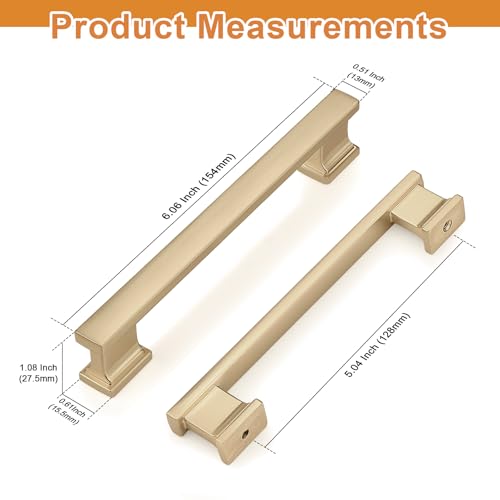 Probrico 10 Pack Champagne Bronze Cabinet Handles 5 Inch(128mm) Hole Center Kitchen Cabinet Pulls, Brushed Brass Cabinet Hardware for Cupboard Champagne Bronze Dresser Drawer Pulls - color: Champagne Bronze, size: 5 inch hole center