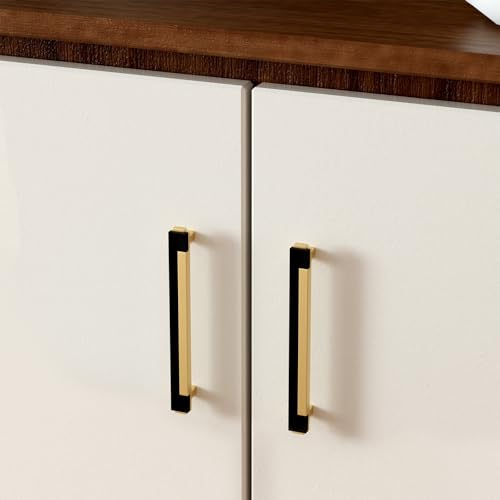 Rergy 25 Pack 5 Inch Black and Gold Cabinet Pulls Gold Drawer Pulls - color: Black&Gold, size: 5 Inch Hole Center