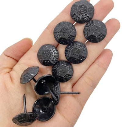 100PCS D19mm Upholstery Tacks Black,Vintage Furniture Metal Thumb Tacks HGB
