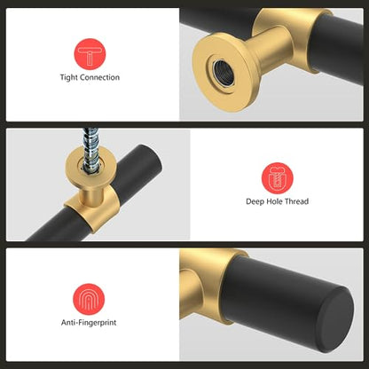 homdiy 10 Pack 5 Inch Hole Center Black and Gold Cabinet Handles - color: Black & Matte Gold, size: 5 in Hole Centers