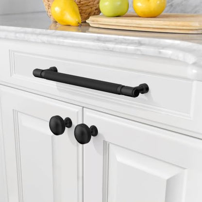Amerdeco 10 Pack Matte Black knurled Cabinet Pulls 12.6" - color: Matte Black, size: 12.6" hole center