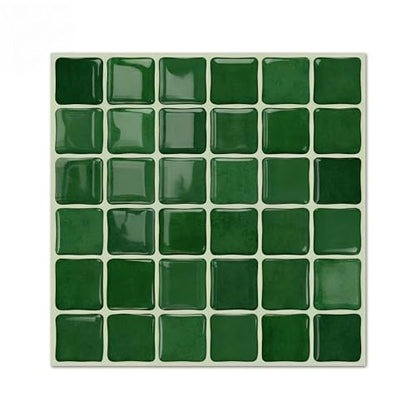 3D Mosaic Peel and Stick DIY Backsplash Tiles (24, Emerald Green) - color: Emerald Green