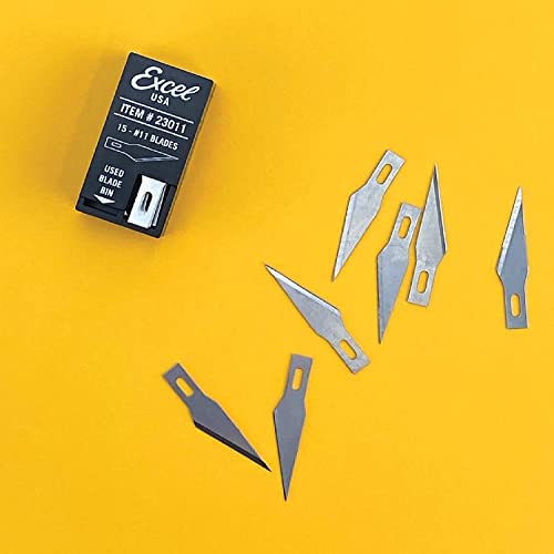 Excel Blades Pink Fit Grip Craft Knife + #11 Precision Replacement Blades 15-Pack Bundle – Rubberized Hobby Knife and Double-Honed Refill Blades for Crafts, Models, Vinyl, Foam