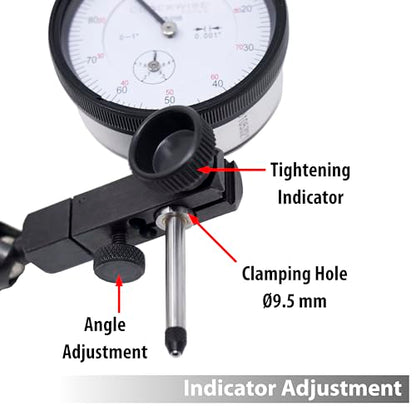 Clockwise Tools Dial Indicator with Magnetic Base Holder Stand, DIMR-0105 0-1 inch - style: 0-1" DIMR-0105 with Magnetic Base