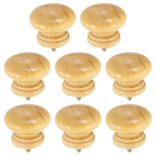 uxcell 8Pcs Round Wood Drawer Knob, 1.38" x 1.02" Self-Tapping Solid Wood Handle Round Cabinet Knob Mushroom Shape Wooden Knobs for Furniture Dresser Wardrobe, Wood Color - color: Wood Color, size: 1.38" x 1.02"
