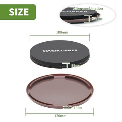 2 in 1 Furniture Sliders, 8 PCS in 4 1/4" or 4 3/4", Brown - size: 8 PCS 4 1/4 inch Brown