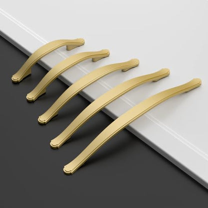 Amerdeco 10 Pack Brushed Gold Cabinet Pulls 3 Inch(76mm) Hole Center Drawer Pulls Cabinet Hardware Kitchen Cabinet Handles for Bathroom Dresser Pulls ZH0068 - color: Brushed Gold, size: 3"/76MM Hole Center