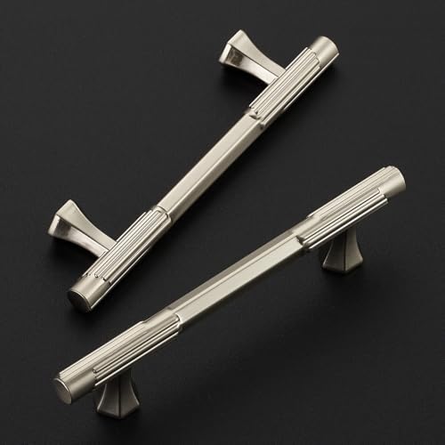 Ravinte Solid Brushed Nickel Cabinet Pulls,3-3/4 in Hole Handles,2 Pack - color: Brushed Nickel, size: 3-3/4 inches Hole Center