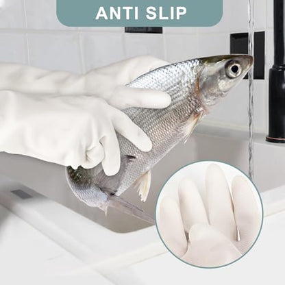 2 Pairs, 15 Inches, Nitrile Cleaning Gloves, Kitchen Dishwashing Gloves, Reusable, Durable, Water-Resistant, And Hypoallergenic (Large) - size: Large