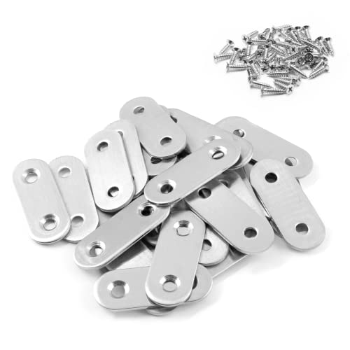 30Pcs Stainless Steel Straight Brace 40mm/1.6" Metal Joining Plates Heavy Duty Flat Mending Bracket Connector - size: 40mm/1.6",30 Pcs