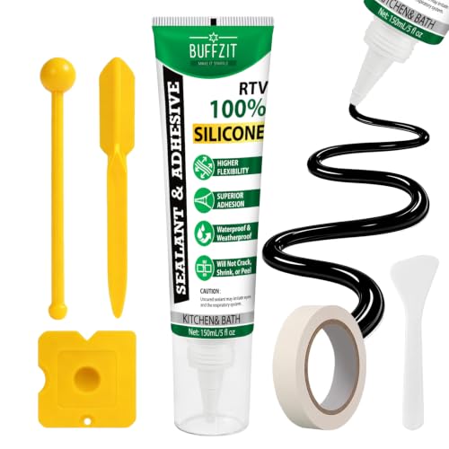 Silicone Sealant Adhesive Silicone Caulk, No Caulking Gun Needed, 100% Waterproof Flexible Sealant, Strong Bond, Shrink & Crack Resistant for Automotive, Kitchen, Bathroom & Windows, 5 Oz Black - color: Black