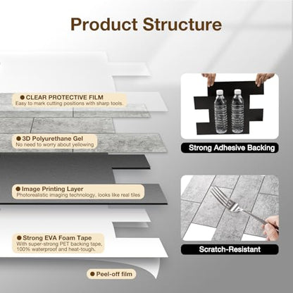 Havenly Peel and Stick Backsplash Tile for Kitchen & Bathroom Walls (Matte Grayish Textured, 10 Tiles - 9.7 sq. ft. (0.9 m²)) - color: Matte Grayish Textured