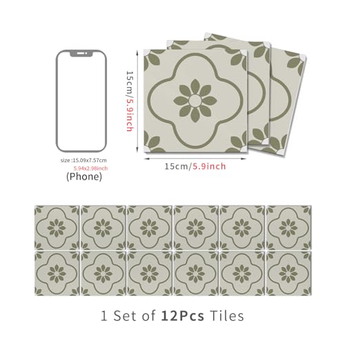 VICCI 12Pcs Peel and Stick Tile Sticker, 5.9x5.9 inch - color: Art-232, size: 5.9x5.9IN*12PCS