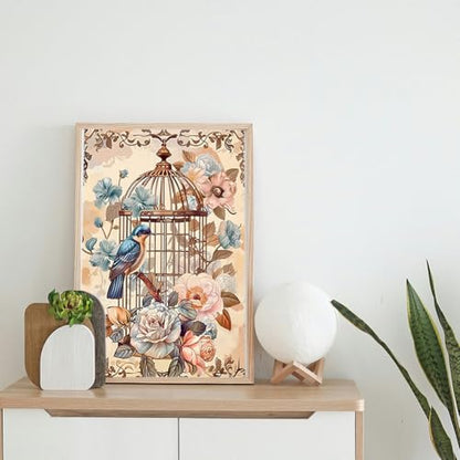Peacoblue Vintage Birdcage Rub On Transfers for Furniture Craft 6"x12" - style: Vintage Birdcage