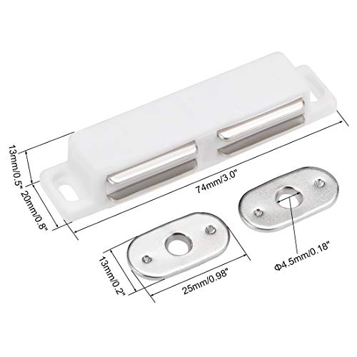 uxcell Double Magnetic Latches Catch for Cabinet Door Cupboard 3" Long White - color: White