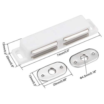 uxcell Double Magnetic Latches Catch for Cabinet Door Cupboard 3" Long White - color: White