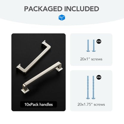 HOME EDIT Brushed Nickel Cabinet Handles Zinc Pulls 5 Inch 10 Pack - color: Brushed Nickel, size: 5 inches Hole Center