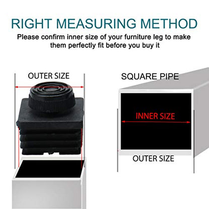 uxcell Plastic Square Adjustable Furniture Leveling Foot Insert 50 x 50mm 4 Sets