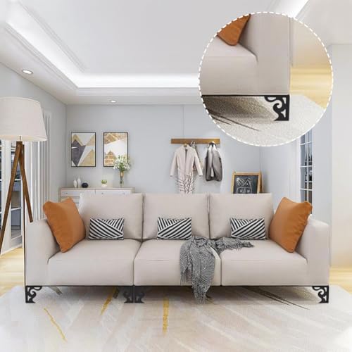 CRASPIRE 4Pcs Hollow Out Furniture Legs 3.15 Inch Set Black Artistic Metal Sofa for Table Cabinet Legs Dresser Feet Triangle Couch Shelf Repair Restoration Replacement Bookcase Wardrobe Bed - color: 4 Sets Black