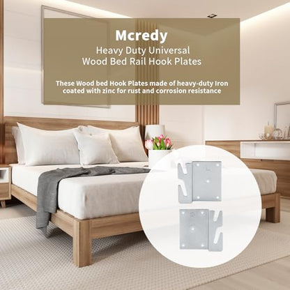 Mcredy Bed Rail Brackets, Heavy Duty Silver Bed Frame Hooks, 5-Hole, 4Pcs - size: Silver, 4 pieces