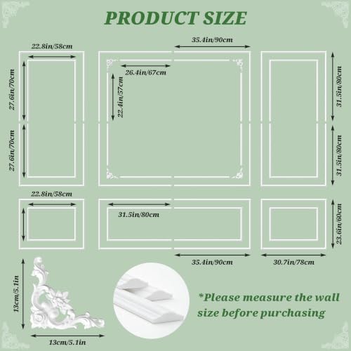 3 Set Peel and Stick Wall Molding Kit (12 Frames & 4 Corner Flowers)