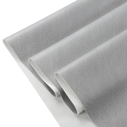 Marine Vinyl Fabric Faux Leather: Soft Vinyl Upholstery Leather 54" x 36" - color: Grey