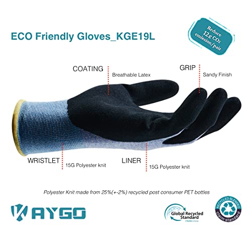 KAYGO Women's Work Gloves, Sandy Latex Grip, Breathable - color: Blue, size: Small