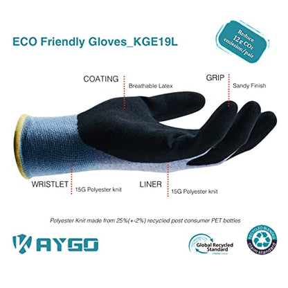 KAYGO Women's Work Gloves, Sandy Latex Grip, Breathable - color: Blue, size: Small