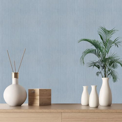Blue Grasscloth Peel and Stick Wallpaper Texture Self-Adhesive Contact Paper 15.7" X 120" Faux Grasscloth Removable Wallpaper for Cabinets Counter Top Liners - color: Blue, size: 15.7" x 120"