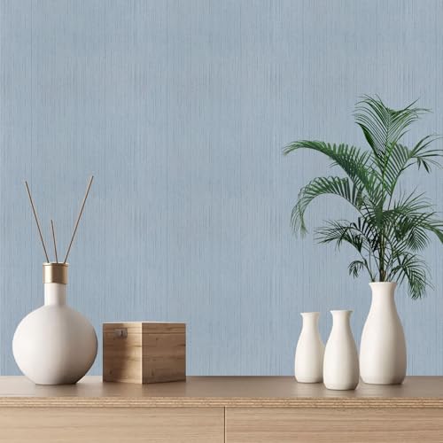 Blue Grasscloth Peel and Stick Wallpaper Texture Contact Paper A Set of 15.7" X 1200" Self-Adhesive Linen Removable Wallpaper Cabinets Counter Top Liners - color: Blue, size: 15.7" x 1200"