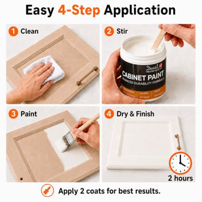 DWIL Cabinet Paint, Water Based Kitchen Cabinet Paint, Furniture Paint, Whitre Wood Paint, Low Odor, Fast Drying, Semi-Gloss, 32oz White - color: White, size: 32 Fl Oz (Pack of 1)