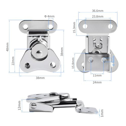 2 Pcs Butterfly Twist Latch, Small, Silver, 304 SS, 1.48" X 1.5" - size: 304 Stainless Steel