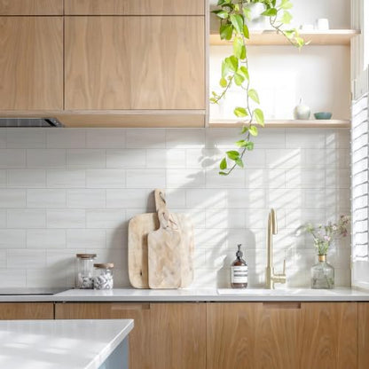 STICKGOO 10-Sheet Backsplash Peel and Stick Subway Tile(Thicker Design) - color: Glossy Dolomite White