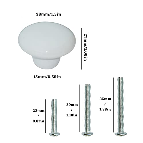 14 Packs White Ceramic Knobs Round Mushroom Cabinet Dresser - color: White