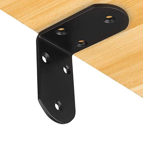 AKOLAFE 16PCS Wide L Brackets Heavy Duty 2.5x2.5 Inch Metal Corner Brace 90 Degree Right Angle Joint Fastener Black L Bracket for Wood Furniture Table Shelf Board Cabinet Bedframe Wall