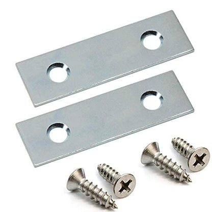 Zinc Plated Steel Mending Plate 1/2" x 2" (10 Pack) with 20 pcs 1/2" x 4 Gauge Flat Head Phillips Screws