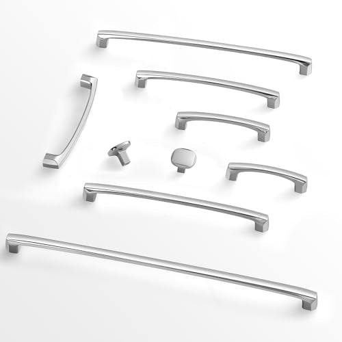 Lardmon 10 Pack 3 Inch(76mm) Hole Center Polished Chrome Modern Cabinet Pulls Solid Kitchen Cabinet Handles Hardware Bathroom Vanity Pulls Timeless Drawer Pulls Handles for Dresser - color: Polished Chrome, size: 3 Inch Hole Center, style: 10 Pack