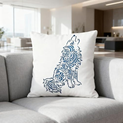 TIAMECH A4 Reusable Mandala Wolf Stencil for Painting - style: Sit Wolf