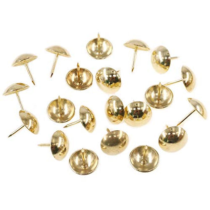Keadic 200Pcs 3/4" (19mm) Antique Upholstery Tacks Furniture Nails Pins Assortment Kit for Upholstered Furniture Cork Board or DIY Projects - Gold