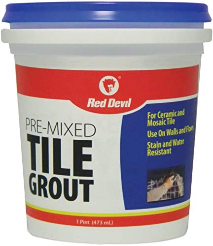 Red Devil 0428 Pre-Mixed Tile Grout - Professional Quality, Excellent Adhesion, Ideal for Wall & Floor Use - 1 Pint, White, Pack of 12, Made in USA - color: White, size: 1 Pint, style: 12 - Pack