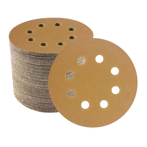 5-Inch Orbital Sander Discs, 8-Hole Pattern, 100-Pack, Hook and Loop Sandpaper for DA Sanders, Paint and Wood Finishing (120 Grit-100 PCS) - style: 120 Grit-100 PCS