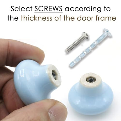 10-Pack Ceramic Cabinet Knobs Sky Blue 32mm Round Drawer Pull - color: Sky Blue