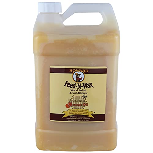 Howard Products Beeswax Wood Polish & Conditioner, Feed-N-Wax for Wood Furniture Polish, 128 Fl oz, Orange - size: 128 Fl Oz (Pack of 1), style: Polish and Conditioner