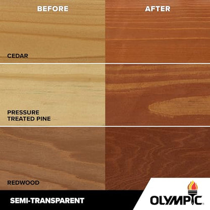 Olympic Maximum 1 gal Redwood Semi-Transparent Wood Stain & Sealer in One - color: Redwood, size: 1 Gallon, style: Semi-Transparent