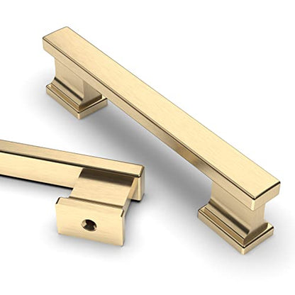 Asidrama 6 Pack 3.75 inch Brushed Brass Kitchen Cabinet Handles - color: Brushed Brass, size: 3.75" Hole Center, style: 6 Pack