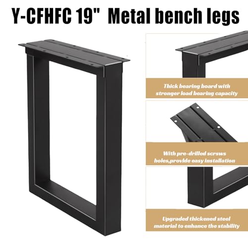 19 Inch Metal Coffee Table Legs Black, Heavy Duty Furniture Legs for DIY End Side Tables, Bench, Modern Desks, Night Stands, Sofa (H19” x W13.1”, Black) - size: 19" U Shape