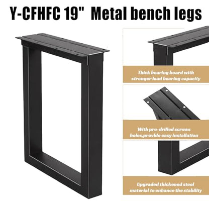 19 Inch Metal Coffee Table Legs Black, Heavy Duty Furniture Legs for DIY End Side Tables, Bench, Modern Desks, Night Stands, Sofa (H19” x W13.1”, Black) - size: 19" U Shape