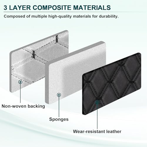 Vinyl Faux Leather Quilted Fabric With 0.27"Foam Backed,Black(Black Thread) - color: Black(black Thread), size: Style-B
